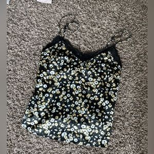Abercrombie and Fitch size extra small black floral, silken lace tank top